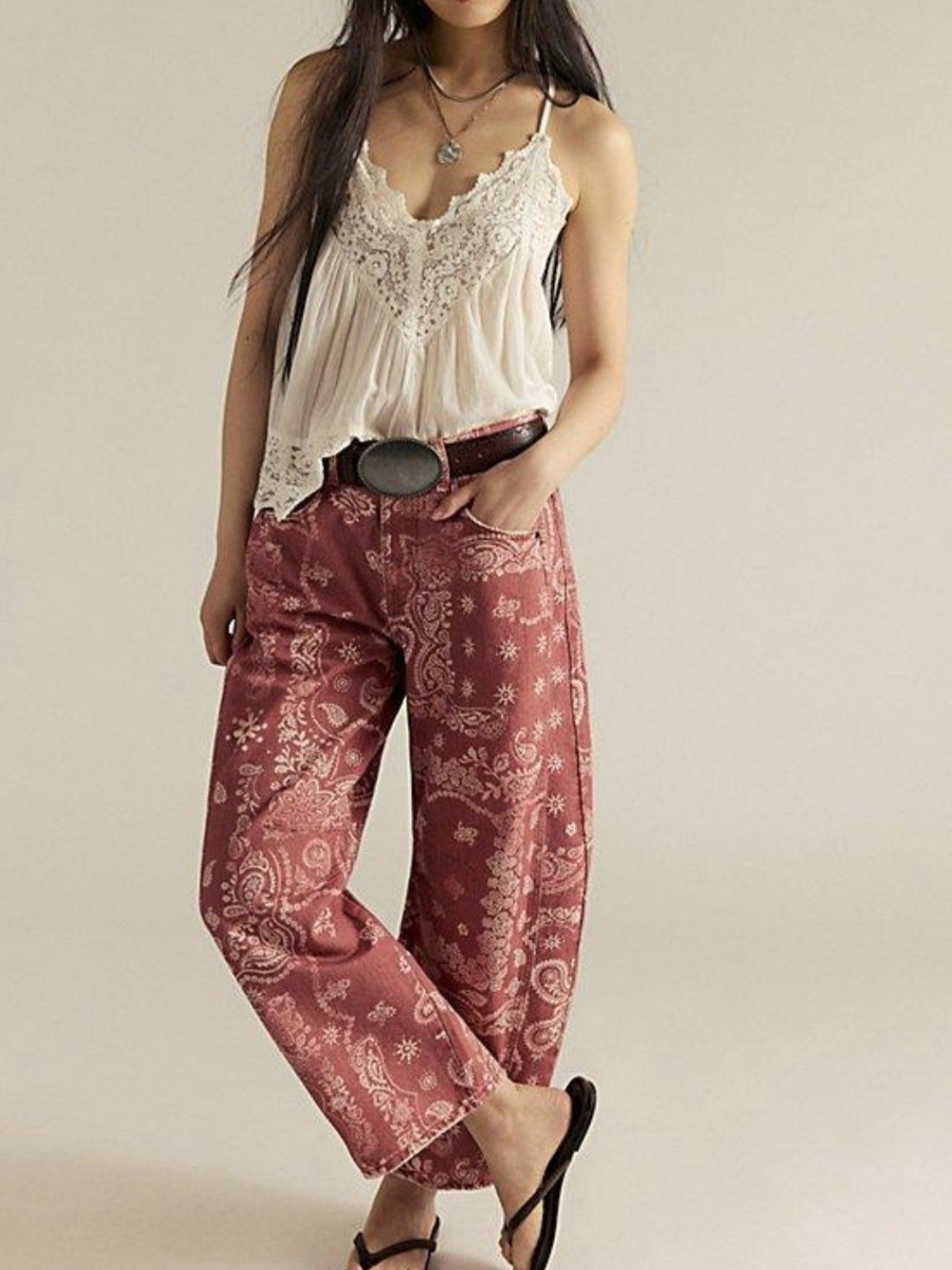 FREE PEOPLE We The Free Bandana Barrel Jeans
